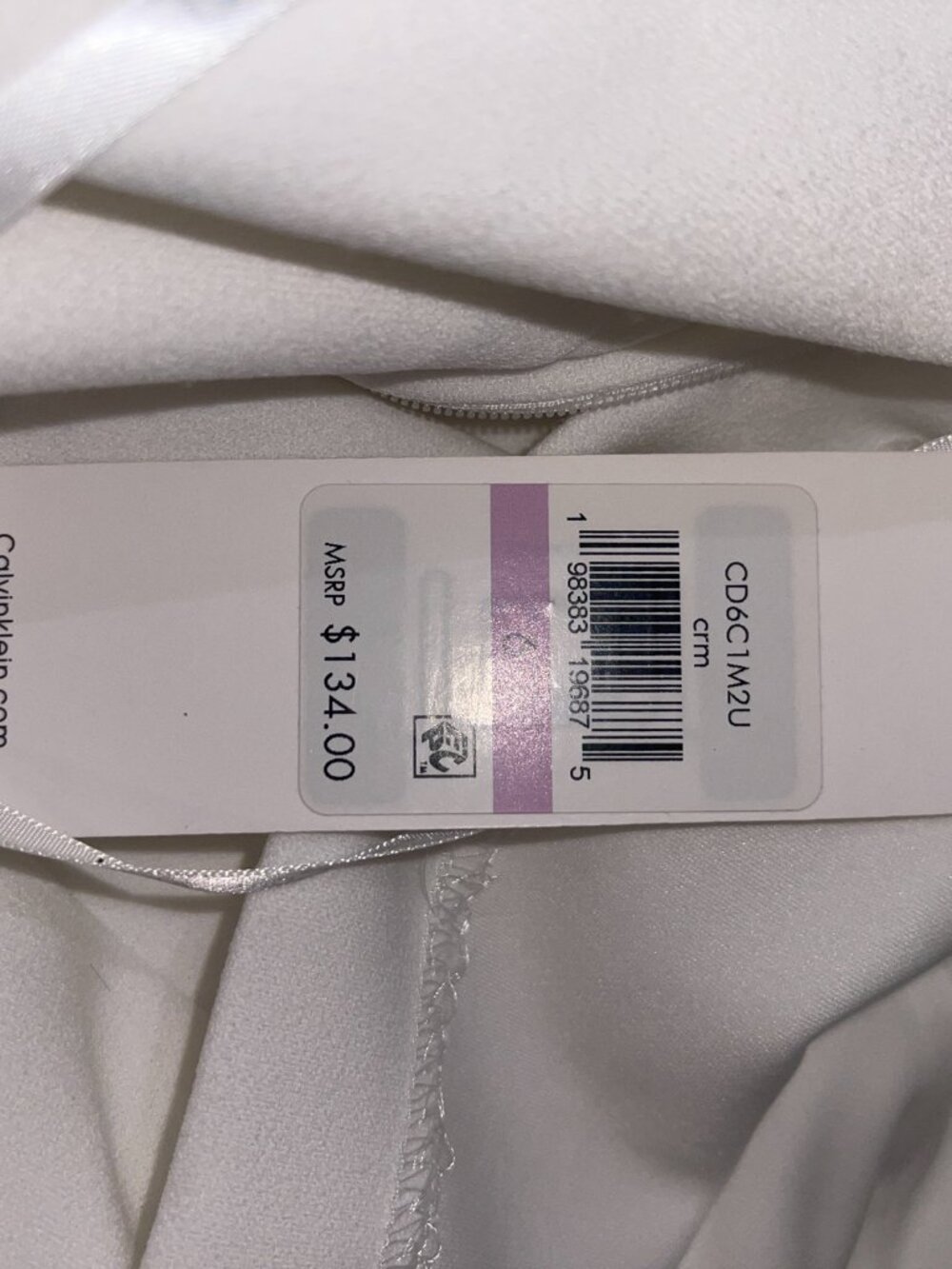 Calvin Klein Dress Size 6 White Sheath Pleated Halter Zipper NWT - Picture 9 of 9